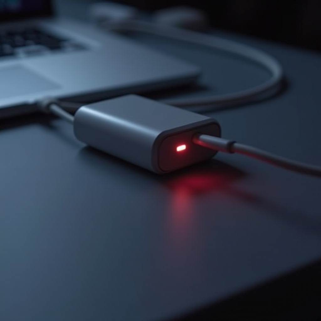 lampu merah pada pengisi daya mac