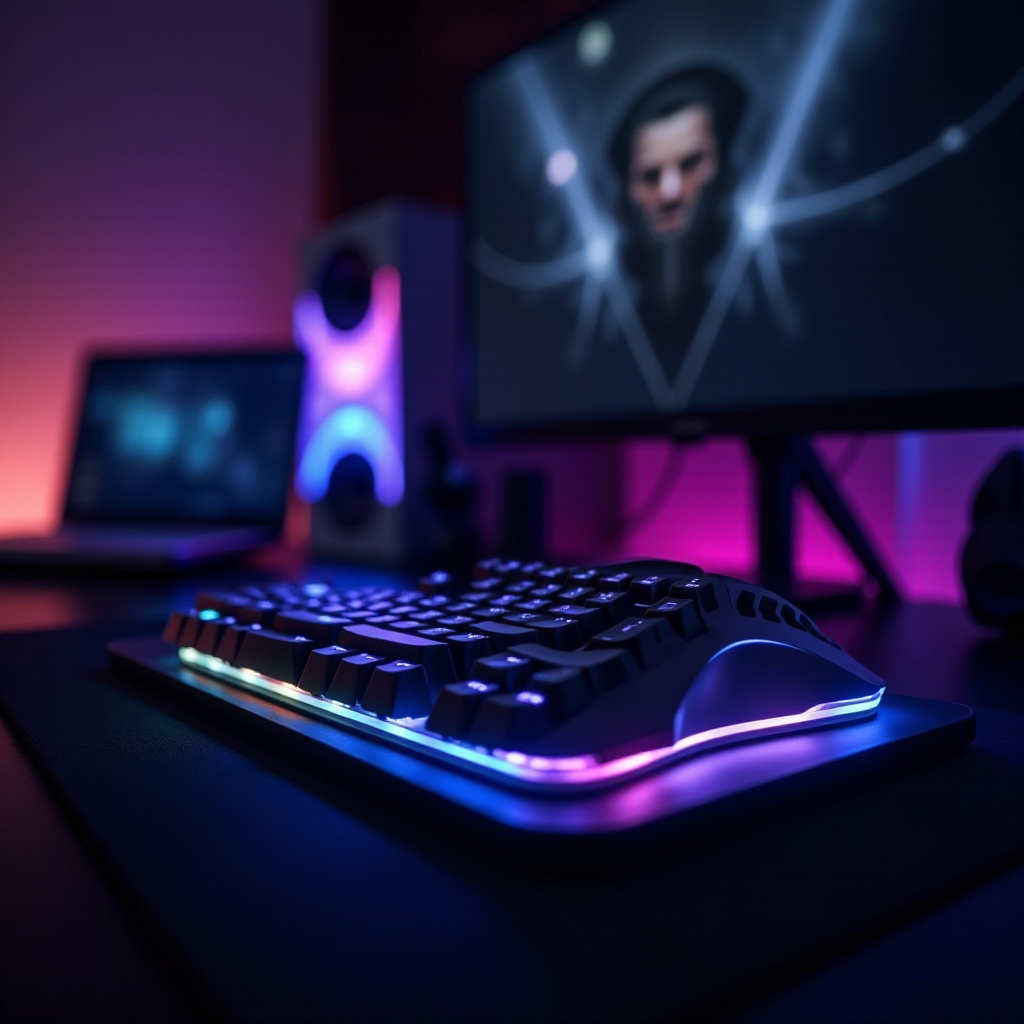teclado e mouse para jogos com fones de ouvido